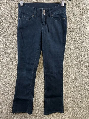 Alloy Apparel Junior's Size 3 Dark Wash Blue Denim Straight Leg Jeans Stretch  - Image 1 of 4
