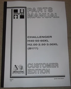 HYSTER H40XL H50XL H60XL H2.00XL H2.50XL FORKLIFT PARTS MANUAL BOOK S/N B177 - Picture 1 of 5