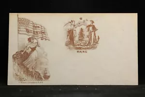 Civil War: Unused Magnus Patriotic Cover, Maine For the Union in Bronze - Picture 1 of 2