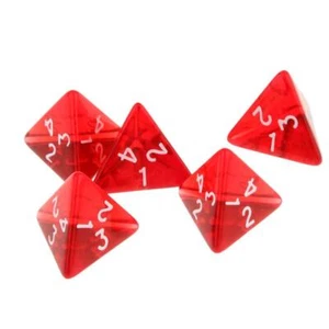 Pack of 5 Acrylic 4-sided Dices D4 Triangle Dice Roleplaying Games Parts - Picture 1 of 7