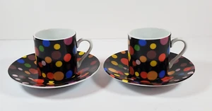 Salvador Dali Art Museum Espresso Coffee Cup & Saucer Set of 2 Polka Dots - Picture 1 of 6