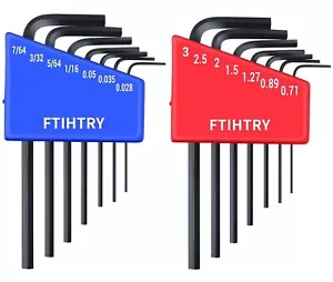 14pcs Mini Hex Key Allen Wrench Set Metric0.73mm And Sae0.0287/64" Chrome Va - Picture 1 of 8