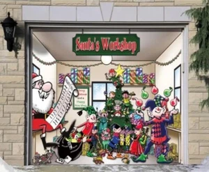 My Door Decor-Santa’s Workshop-Christmas 7 3/4’X 5 3/4’ Garage Door Tablecloth** - Picture 1 of 8