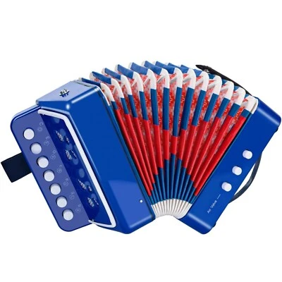 MUGIG Musikinstrument Mini-Akkordeon für Kinder 7 Töne 2 Bässe und Luftventil Spiel EU