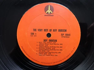 RECORD ONLY! NO COVER!  THE VERY BEST OF ROY ORBISON 1972 Monument VG - Picture 1 of 2