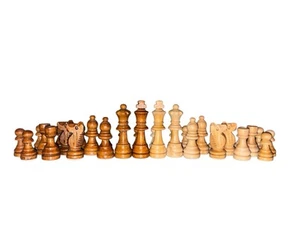 Vintage Wooden Chess Set Complete King Felted Pieces ONLY NO BOARD 2.5" - Picture 1 of 23
