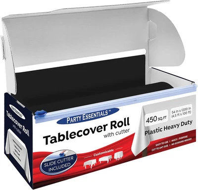 Party Essentials Heavy Duty Plastic 54" x 100' with Slide Cutter, Black  - Image 1 of 4