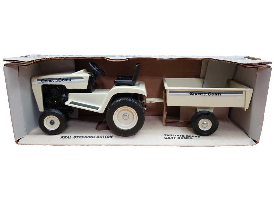 Rare 1988 Coast To Coast Lawn Garden Tractor & Cart Wagon Set 1/16 Ertl Toy 3919