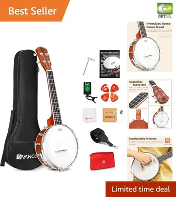Banjolele compacto de 23 pulgadas con reposabrazos cómodo y accesorios para principiantes Foto 1 de 4