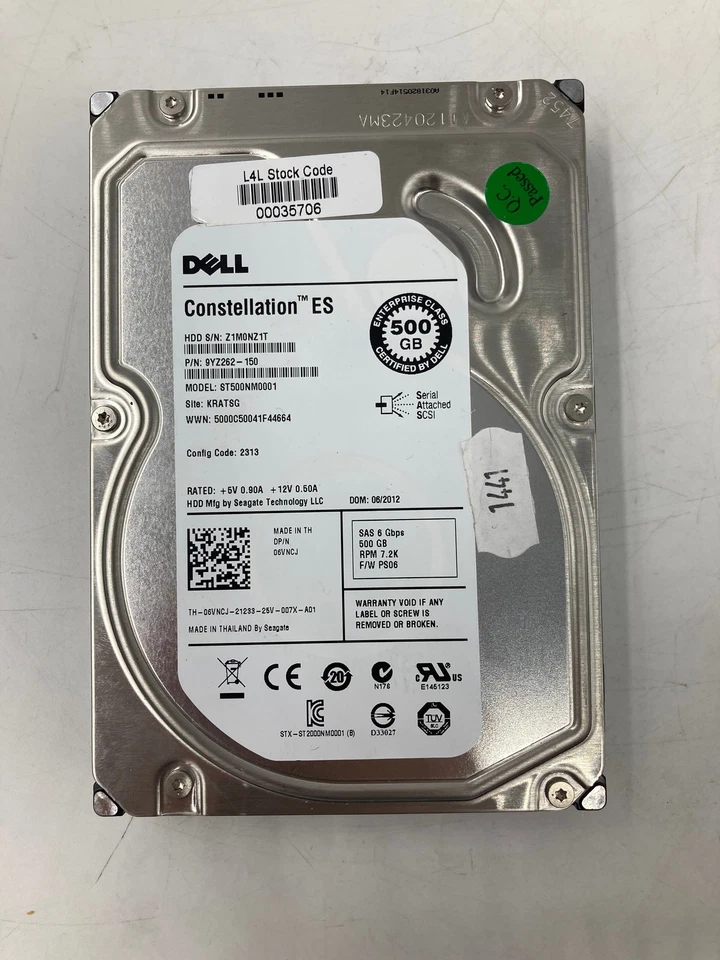 Dell HDD 3.5" SAS 500GB 7.2K RPM 6Gbps P/N 9YZ262-150 Lot Of 2 - Image 1 of 1