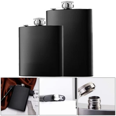 Hip Flask 6/8oz Vodka Black Whiskey Hunting Large Capacity Spare Parts - Image 1 of 4