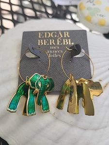 Nwt Edgar Berebi Green Enamaled Dancing Elephant Earrings - Picture 1 of 6