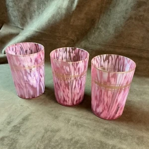 Victoriano Rosa Blanco Salpicaduras Vidrio Oro Borde Vaso Agua Lote de tres Piezas - Imagen 1 de 5