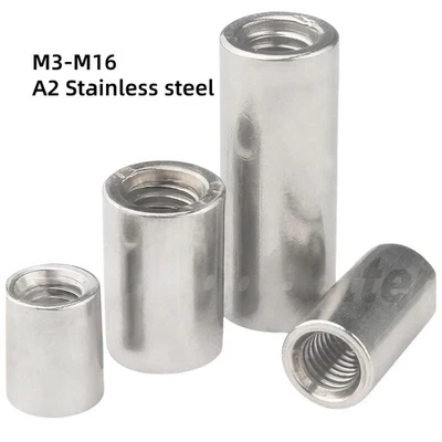 Verbindungsmuttern Gewindehülsen Muffen Rund M3 M4 M5 M6 M8 M10 M12 M16 V2A A2 - Bild 1 von 2