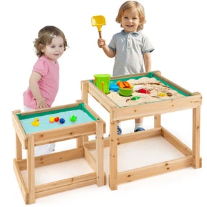 Wooden Sand and Water Tables Outdoor Sensory Tables w/ Protective Cover - Picture 1 of 8