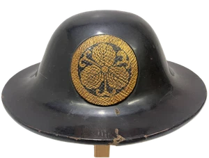 Jingasa Lacca Accenti Oro Con Tre Creste Antico Bushi Edo Giappone F/S - Foto 1 di 10