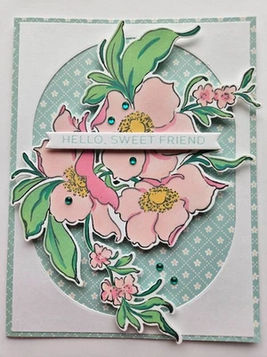 Handmade Greeting Card Keepsake Quality ocbrandy  hello sweet friend - Image 1 of 2