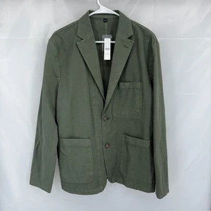 J Crew Hombres 40R Blazer Traje Chaqueta Algodón Lino 2 Botones Viaje Viaje Verde NUEVO - Imagen 1 de 9