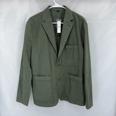 J Crew Hombres 40R Blazer Traje Chaqueta Algodón Lino 2 Botones Viaje Viaje Verde NUEVO Foto 1 de 4
