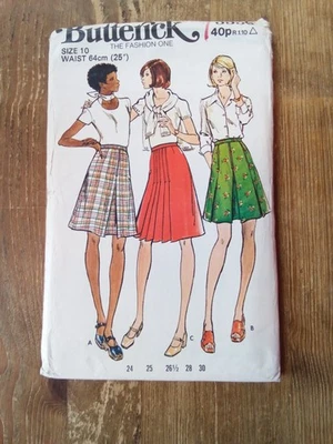 3556 A Line Skirt with Pleats Size 10 Used Vintage Butterick Sewing Pattern - Image 1 of 2