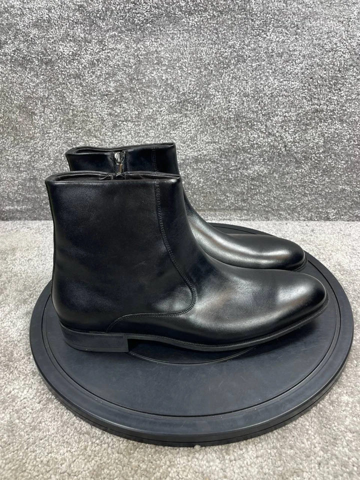 Bruno Magli Oxford Boots Womens 10 M Ipolito Black Leather Almond Toe Side Zip - Image 1 of 4