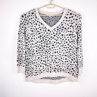 Suéter Pullover LOFT Plus Animal Estampado Leopardo Cuello en V Mezcla de Lana Para Mujer 20/22 Foto 1 de 4