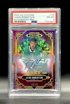2020-21 STATURE JASON ROBERTSON ROOKIE AUTOGRAPH RED 45/45 PSA 8 #150 - Image 1 of 2