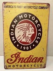 Indian Motorcycle Vintage Style Metal Sign 12” x 8” New - Picture 1 of 7