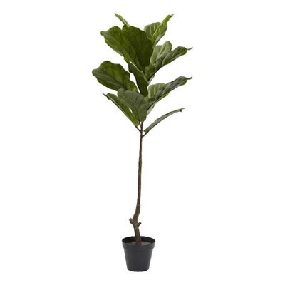 Árbol de hojas de violín de 48" casi natural para interiores/exteriores resistente a los rayos UV en verde/negro Foto 1 de 4