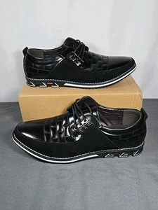 Gatsby Men's Size 48 US 13.5 Black Leather Orthopedic Oxford Derby Lace Up Shoes - Picture 1 of 14