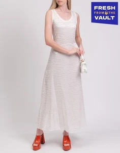 PVP €725 JUST CAVALLI Fil Cupé Vestido Largo IT42 US6 UK10 M Blanco Hecho en Italia - Imagen 1 de 6