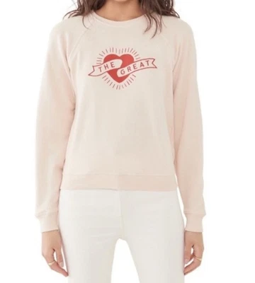 The Great Cream/ Light Pink Shrunken Graphic Sweatshirt Made USA Size 1 (Small) - Image 1 of 4