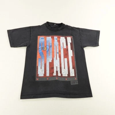 Camisa Levis Vintage Niños Grande Negra Camiseta Deportiva Espacio Gráfico Años 80 Puntada Única 2 Foto 1 de 4
