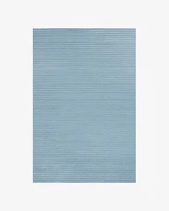 Sky Blue Hand Tufted Area Rug 5x8 Minimalist Modern Solid Color Subtle Stripe - Picture 1 of 5