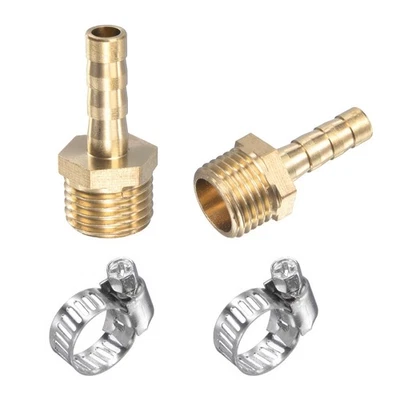 Ottone Tubo Dentellato Raccordo Dritto 6mmxG1/4 Maschio Filettatura 2pz - Immagine 1 di 4