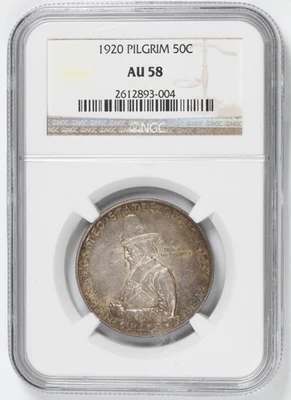 1920 Pilgrim Silver Commemorative Half Dollar NGC AU-58 - Image 1 of 4