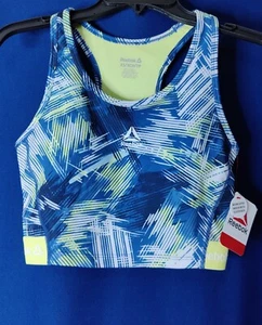 Reebok Women's Printed Medium Impact Cropped Bra Tank With Removable Cups - Picture 1 of 5