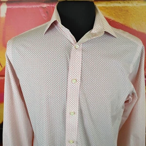 Camisa Thomas Dean Performance Para Hombre Roja Patrón Geométrico M Abotonada Informal - Imagen 1 de 14