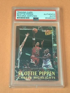 SCOTTIE PIPPEN 1992-93 Ultra CAREER HIGHLIGHTS Autographed Insert #10 PSADNA - Picture 1 of 2