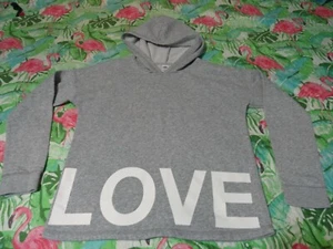 Girls Gray Old Navy LOVE Hoodie Sweatshirt - SZ XL (14) - Picture 1 of 4