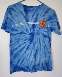 Santa Cruz Skateboards Youth's Large Light Blue Tie Dye Skate Surfing T-Shirt - Picture 1 of 4