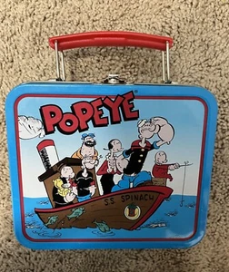1997 Mini Lunchbox Popeye Sailor Man SS Spinach Metal Tin Size 5.5” X 4.75” - Picture 1 of 4