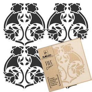 ART NOUVEAU FLOWER #2 Tile reusable PLASTIC Stencil 10x10 to 60x60 Floor Wall - Picture 1 of 4
