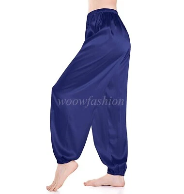 Mujer Pijama Bloomers Pantalones Satén Seda Lounge Pantalones Yoga Sueltos PJ Bottoms Foto 1 de 4