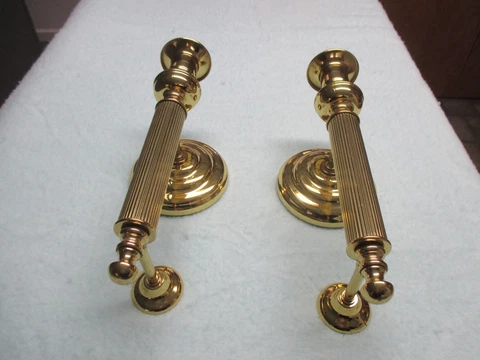 Vintage COPPER CRAFT Pair Brass Wall Sconces Candle holders India 12" t  x 4 3/4 Cover
