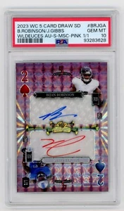 2023 5 Card Draw Bijan Robinson/Jahmyr Gibbs Wild Deuces Pink 1/1 Auto PSA 10 - Picture 1 of 2