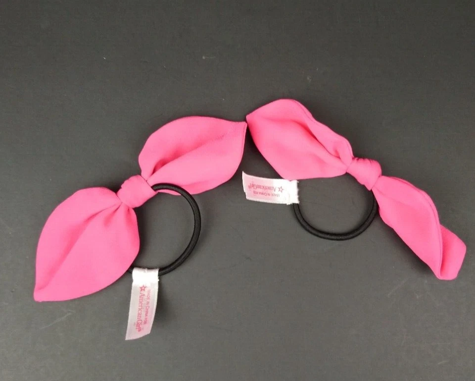 Muñeca American Girl 2 lazos para el cabello corbata cola de caballo sostenedores rosa suave mediana rosa Foto 1 de 4