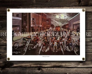 Dave Mann Ed Roth Studios Motorrad Beerdigung 2' x 3' Biker Chopper Motorrad - Bild 1 von 1