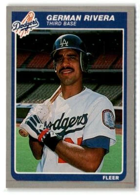 1985 Fleer #382 German Rivera Rookie Los Angeles Dodgers - VG Discolored - Image 1 of 2