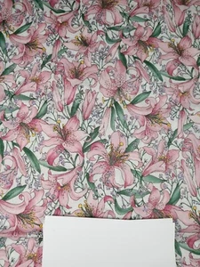Hoffman International Fabrics Sentiments Ivory Background Pink Lilies 23" x 42" - Picture 1 of 3